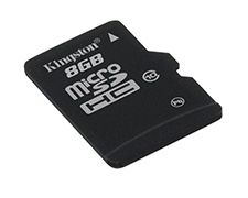 Kingston 8GB microSDHC (Class 10) SD adapter not included - SDC10/8GBSP